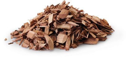 pile of wood chips for smoking or grilling